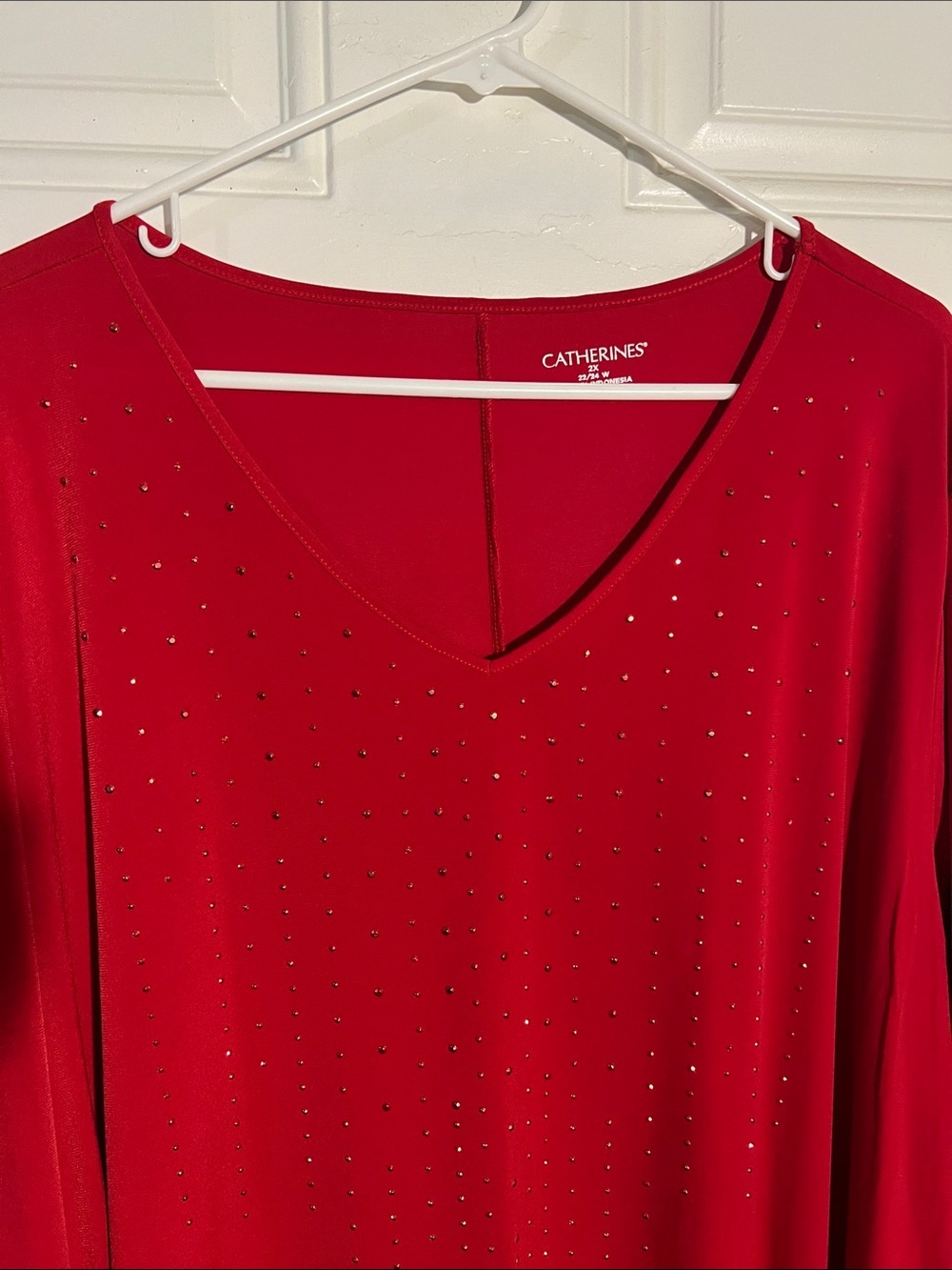 Catherines Ruby Red V-Neck Studded Tunic - Picture 2 of 5
